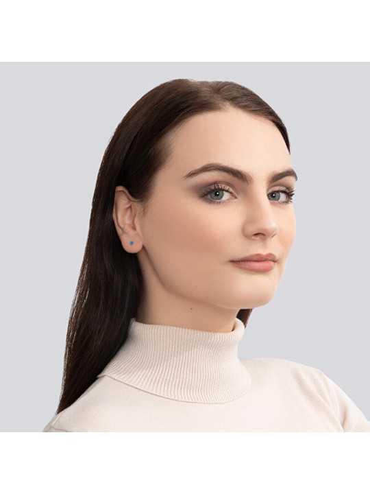 Troli Labret in acciaio con opale sintetico blu - Diametro: 0,3 cm donna