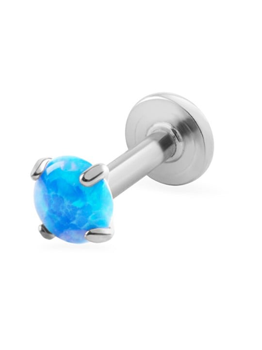 Troli Labret in acciaio con opale sintetico blu - Diametro: 0,5 cm donna
