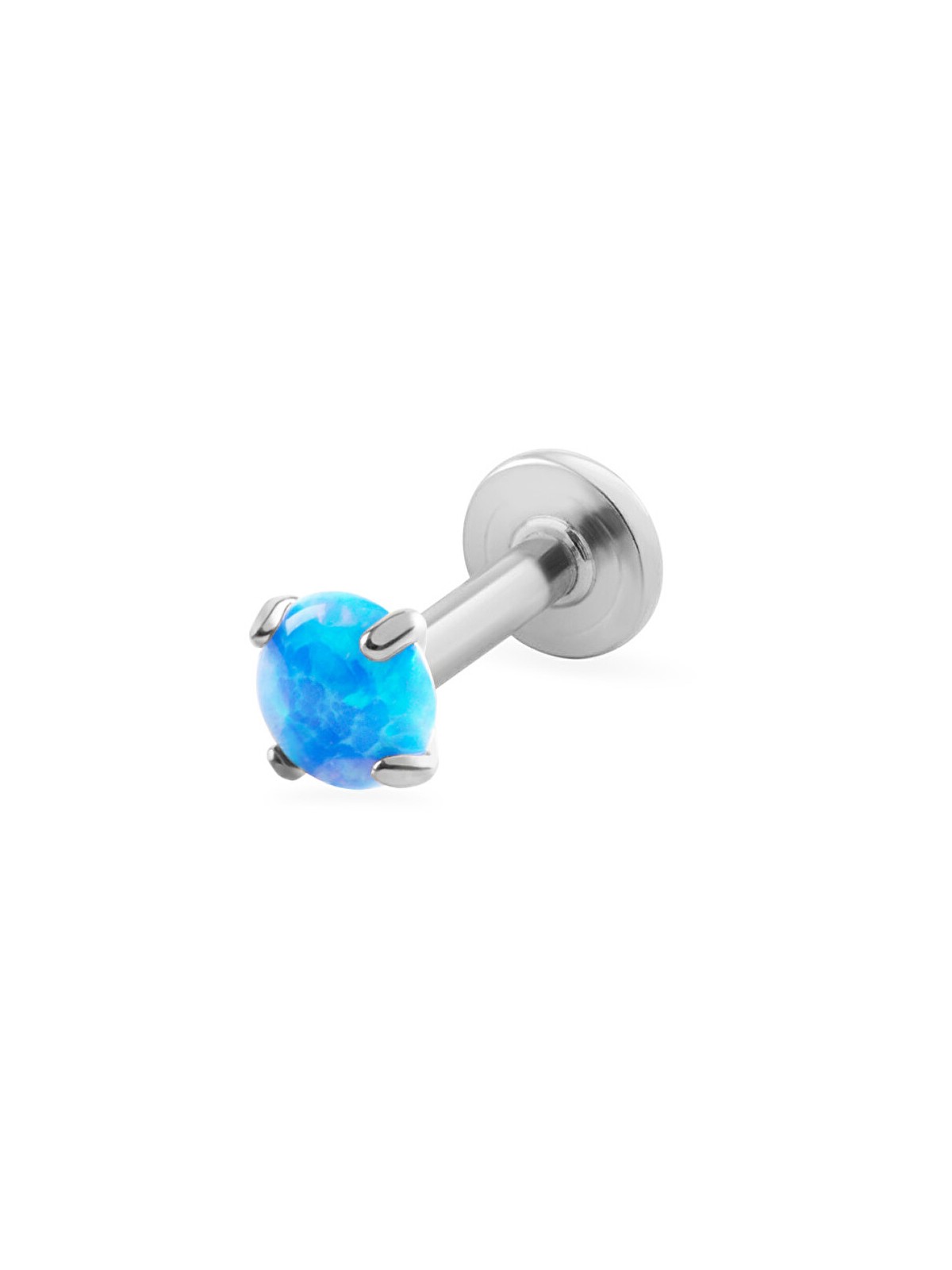 Troli Labret in acciaio con opale sintetico blu - Diametro: 0,5 cm donna