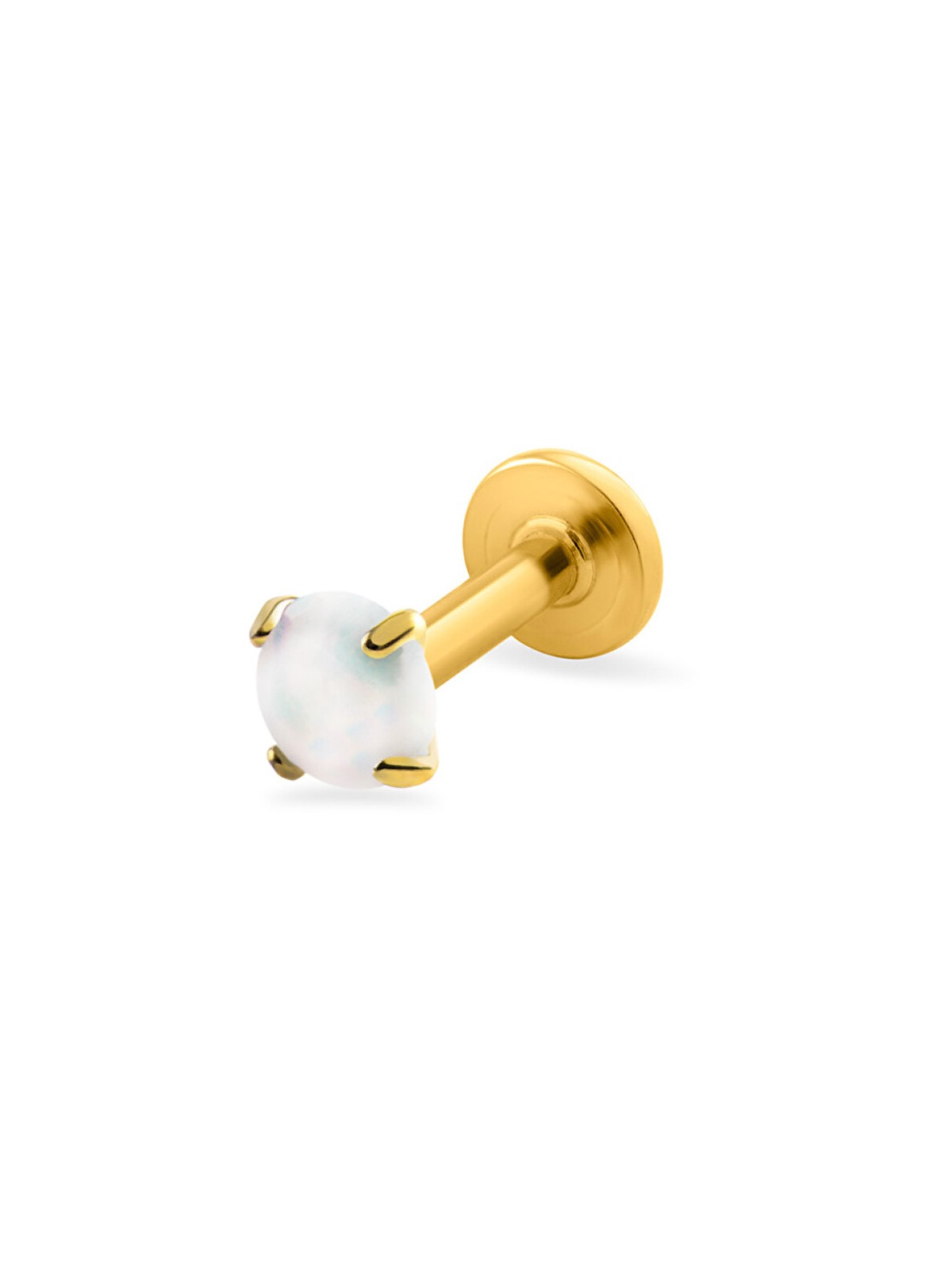 Troli Labret placcato oro con opale sintetico bianco - Diametro: 0.3 cm donna