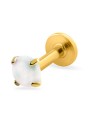 Troli Labret placcato oro con opale sintetico bianco - Diametro: 0.3 cm donna
