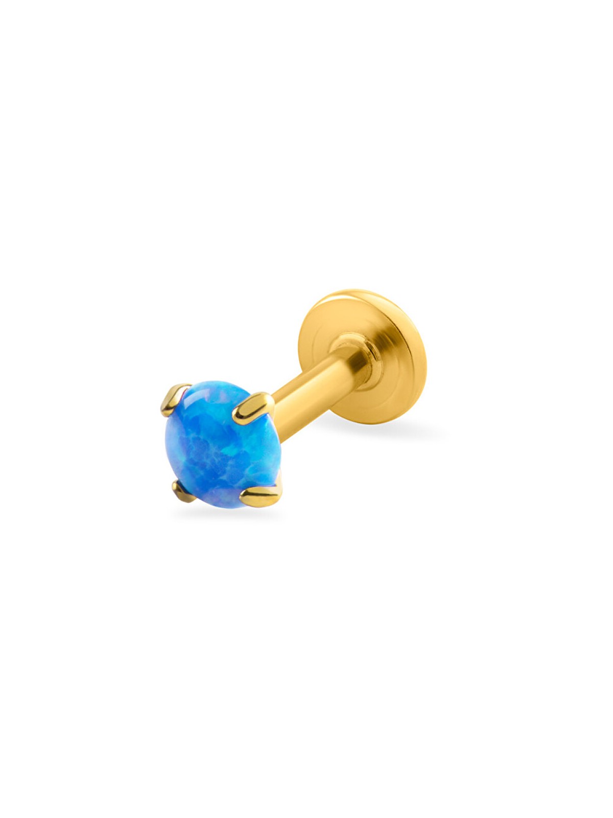 Troli Labret placcato oro con opale sintetico blu - Diametro: 0.3 cm donna