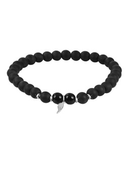 Troli Bracciale con sfera in onice e ala d'angelo - Lunghezza: 17 cm donna