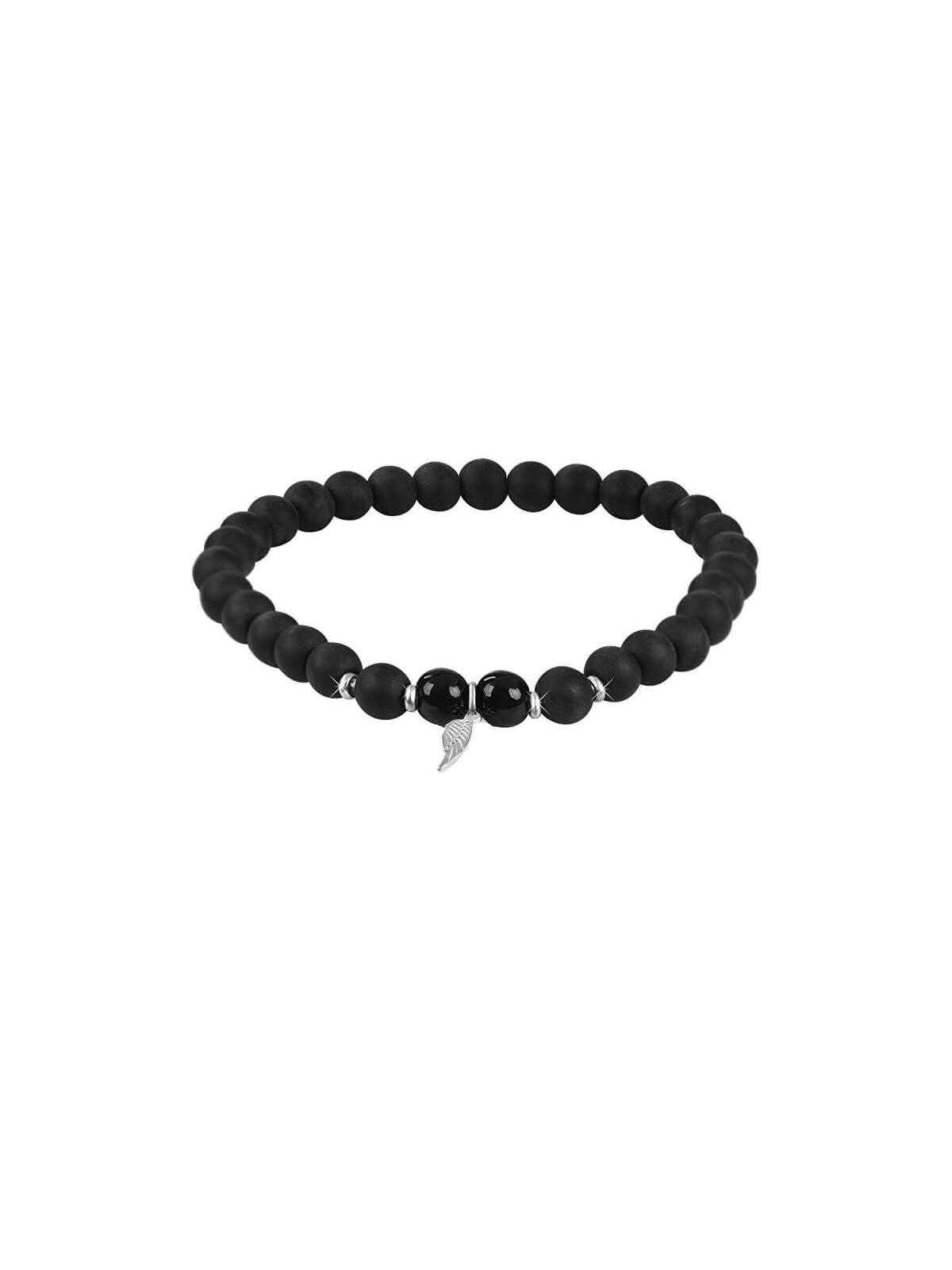 Troli Bracciale con sfera in onice e ala d'angelo - Lunghezza: 17 cm donna