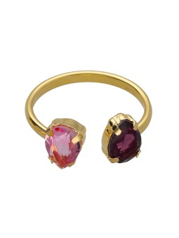 Victoria Cruz Anello aperto placcato oro con cristalli Pink Glory A4904-26DA - Circonferenza: 52 mm donna