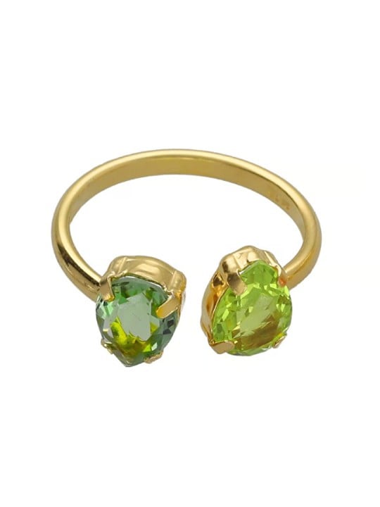 Victoria Cruz Anello aperto placcato oro con cristalli Green Glory A4904-14DA - Circonferenza: 58 mm donna