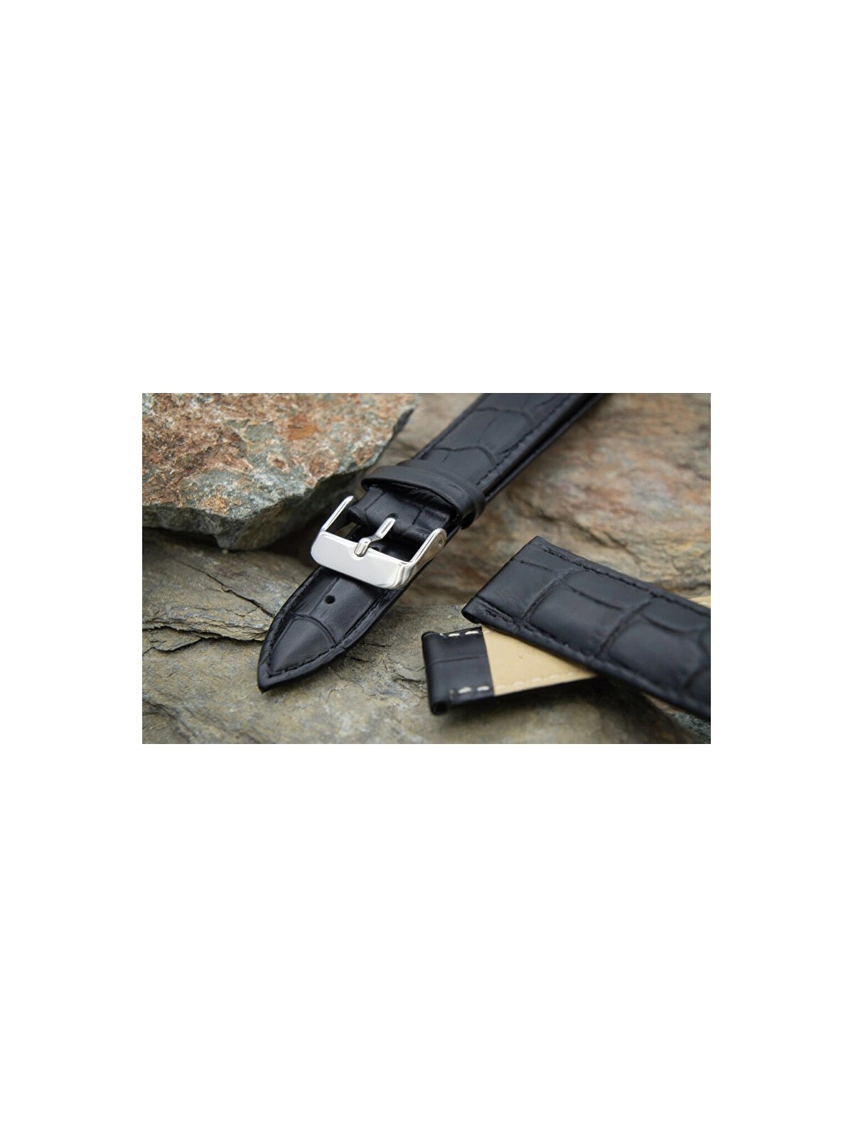 A-NIS Cinturino imbottito in alligatore AK1306.01 - Larghezza: 24 mm unisex