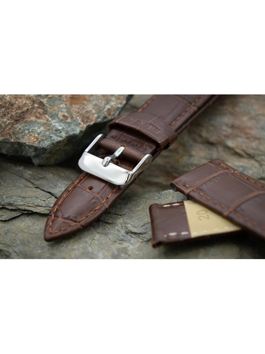 A-NIS Cinturino imbottito in alligatore AK1306.02 - Larghezza: 24 mm unisex