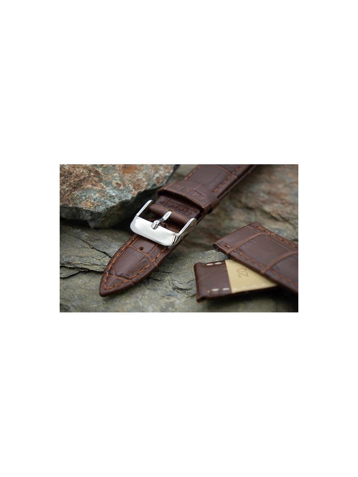 A-NIS Cinturino imbottito in alligatore AK1306.02 - Larghezza: 24 mm unisex