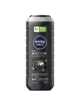 Nivea Men Active Clean Shower Gel for Face, Body, and Hair 500ml