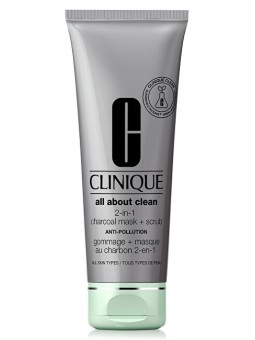 Clinique All About Clean Maschera al Carbone 2 in 1  Maschera viso detergente Scrub 100 ml