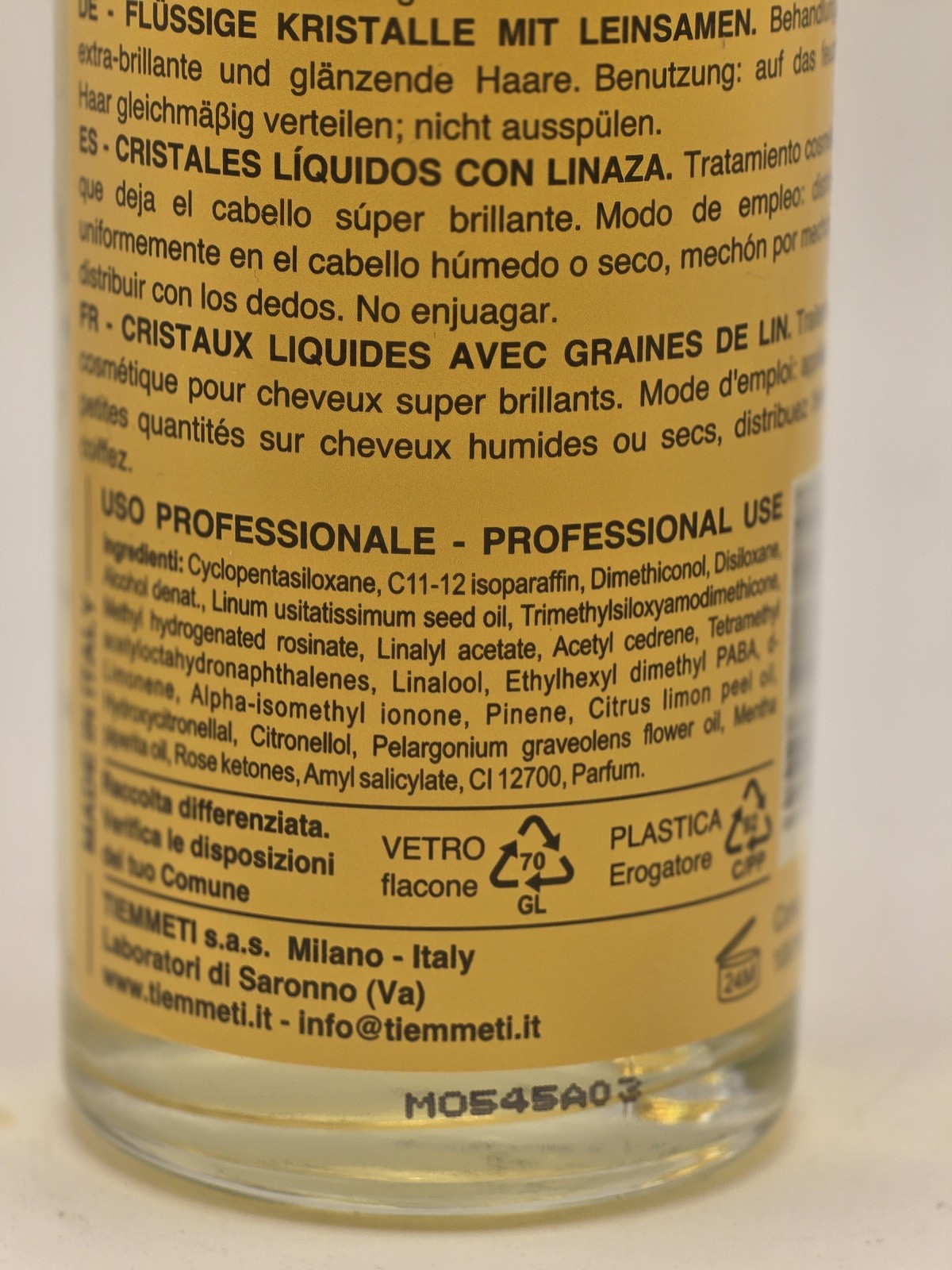 TMT Cristall Semi di Lino Cristalli Liquidi 100ml – Siero Lucidante Districante Anticrespo Tmt www.essenzetotalstyle.com 
