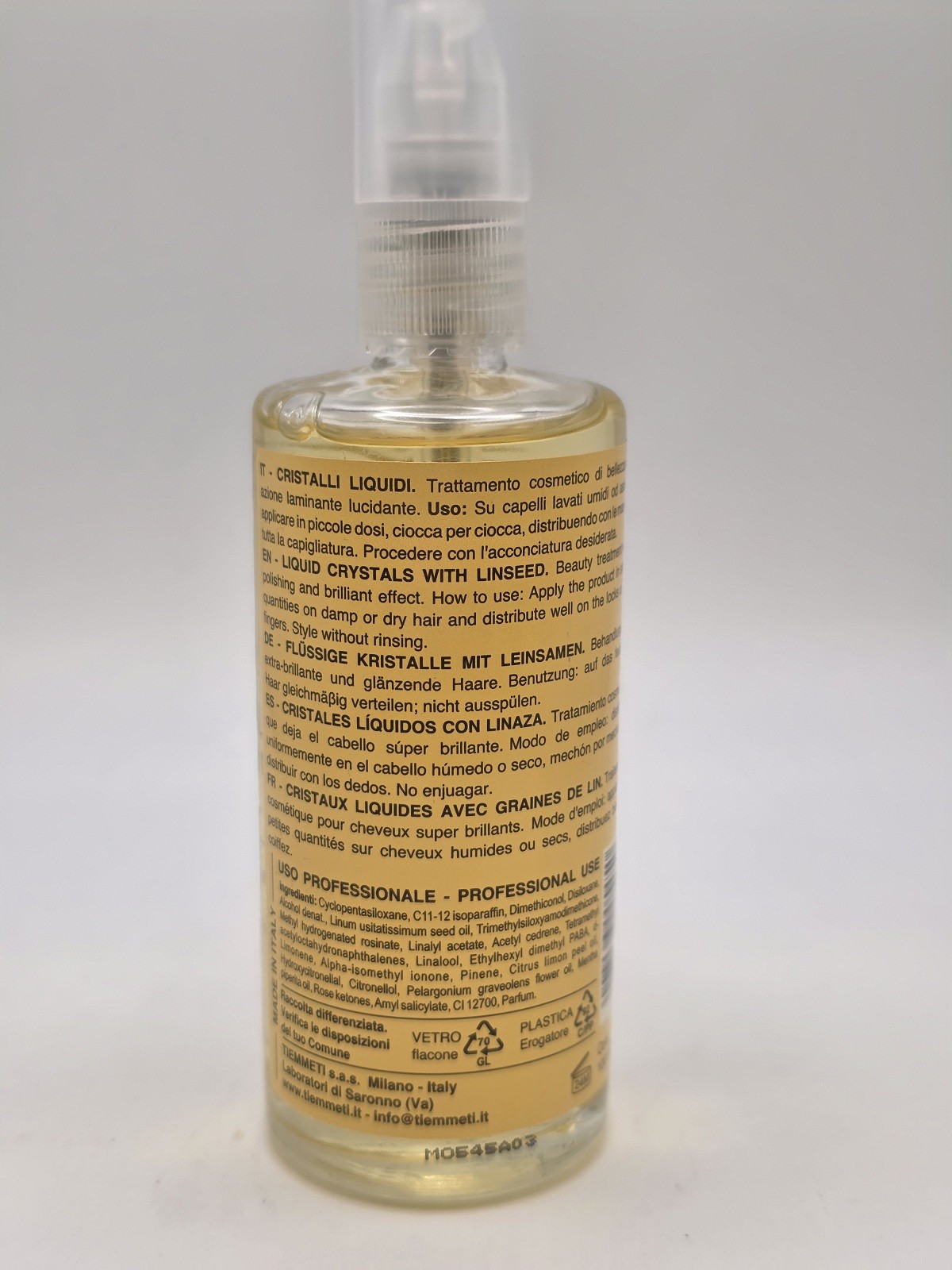 TMT Cristall Semi di Lino Cristalli Liquidi 100ml – Siero Lucidante Districante Anticrespo Tmt www.essenzetotalstyle.com 
