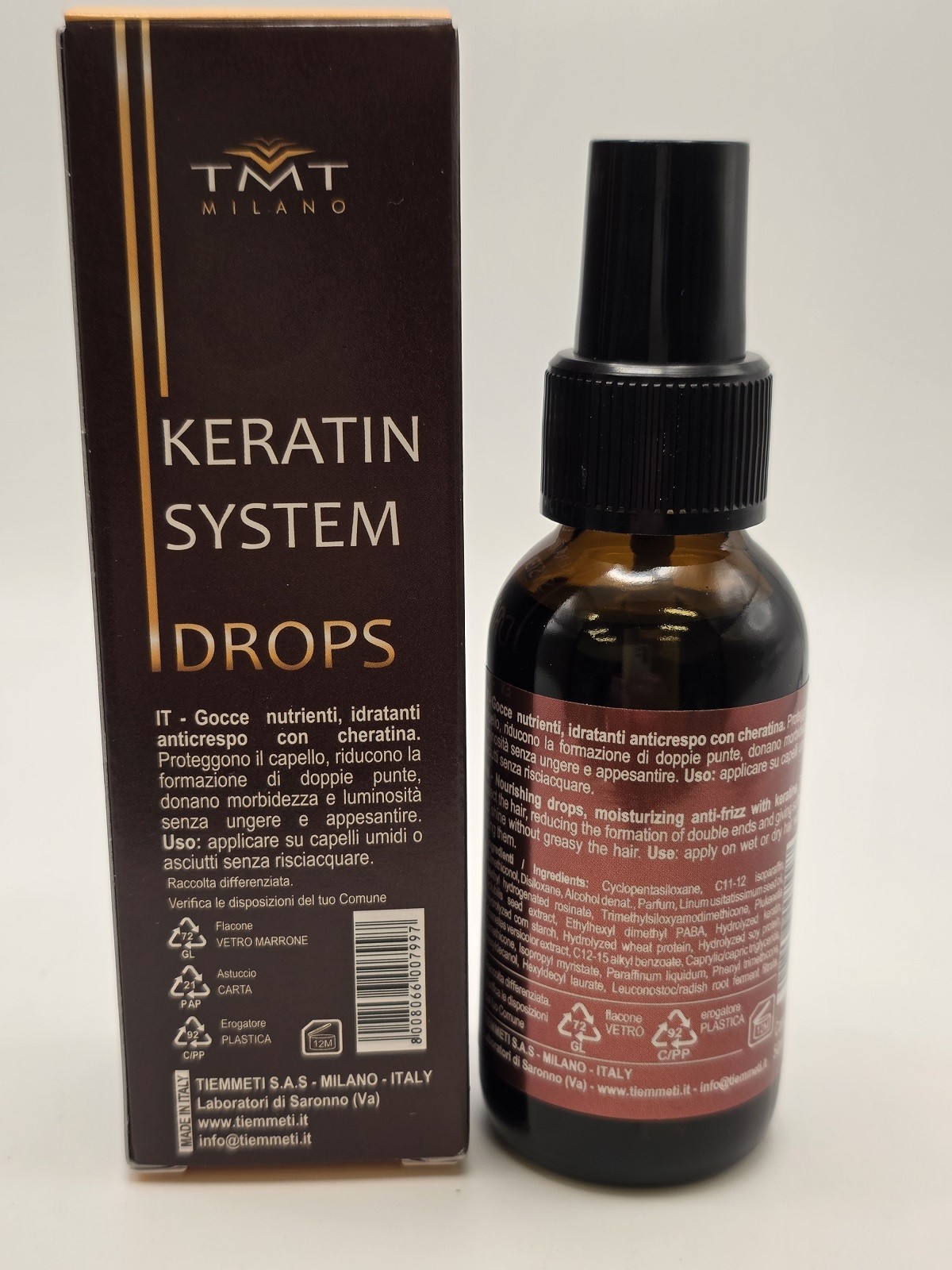 TMT Keratin System Drops 50ml – Gocce Cheratina Anticrespo Ristrutturanti Capelli Tmt www.essenzetotalstyle.com 