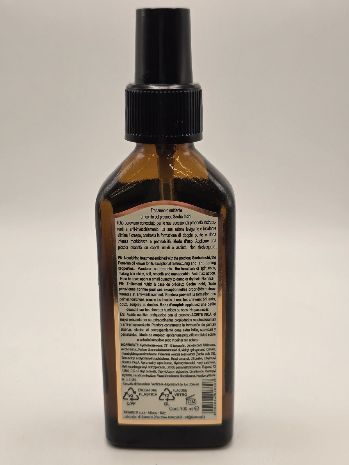 TMT Inca Oil Pandora Oil Sacha Inchi 100ml – Olio Ristrutturante Anticrespo Capelli Tmt www.essenzetotalstyle.com 