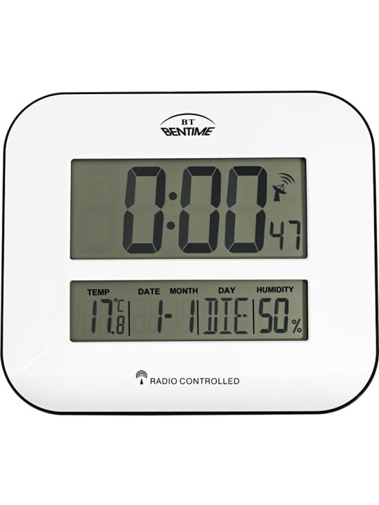 Bentime Orologio/sveglia radiocontrollato con termometro e igrometro H17-ET843W unisex