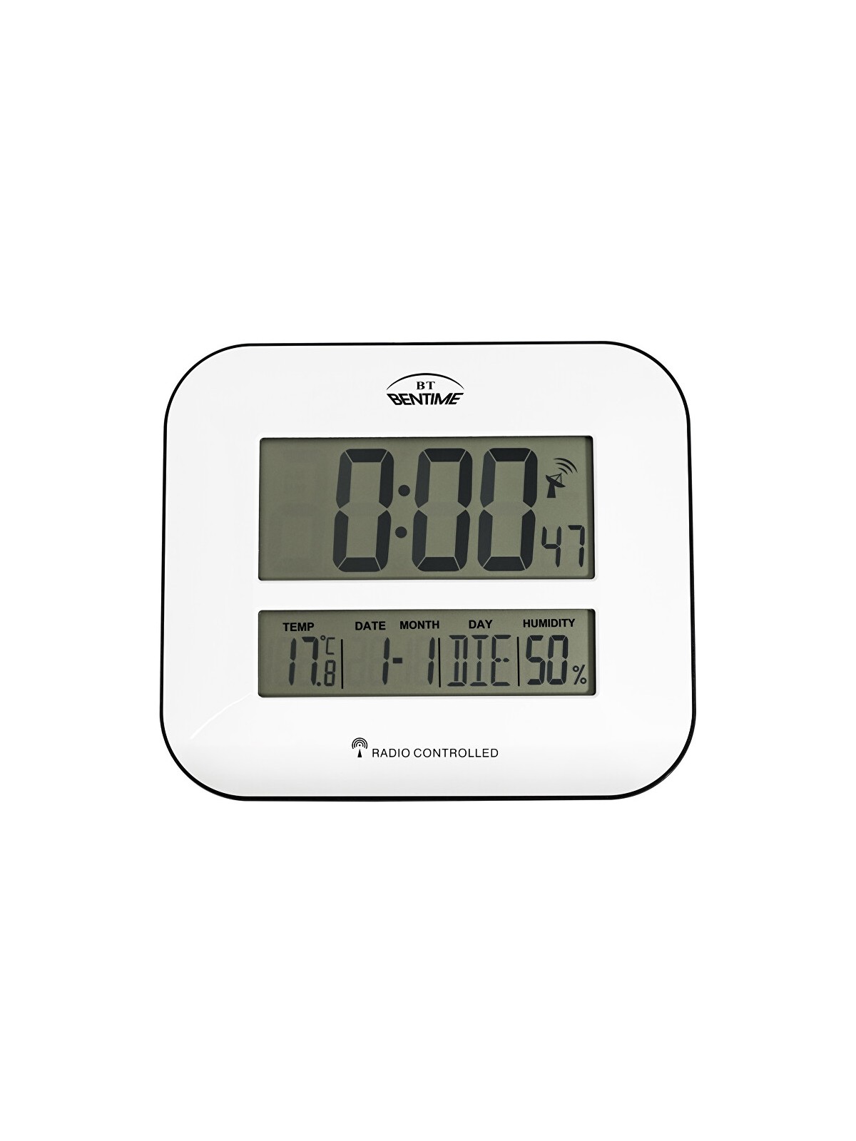 Bentime Orologio/sveglia radiocontrollato con termometro e igrometro H17-ET843W unisex