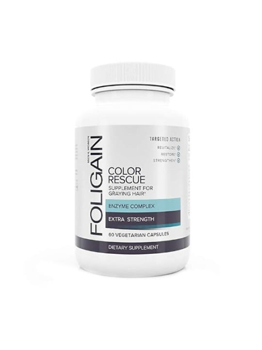 Foligain Integratore Color Rescue per capelli grigi, contro l'ingrigimento dei capelli, 60 compresse. unisex