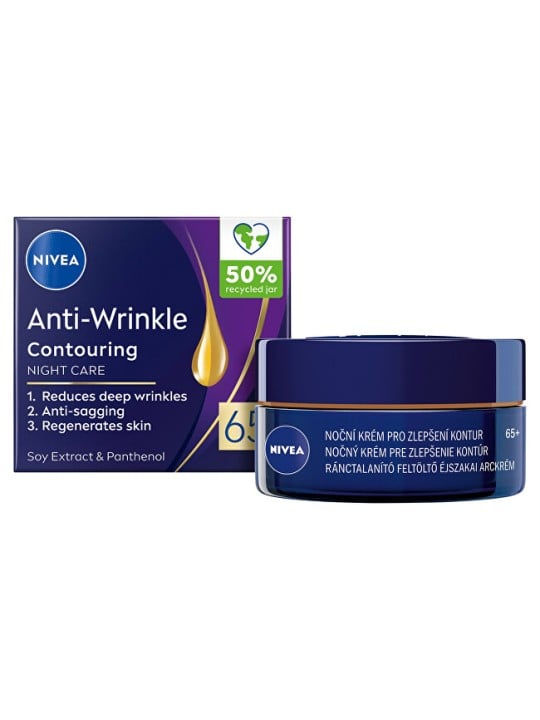 Nivea Crema notte per ridefinire i contorni del viso 65+ Trattamento notte antirughe e ridefinitore dei contorni 50 ml donna