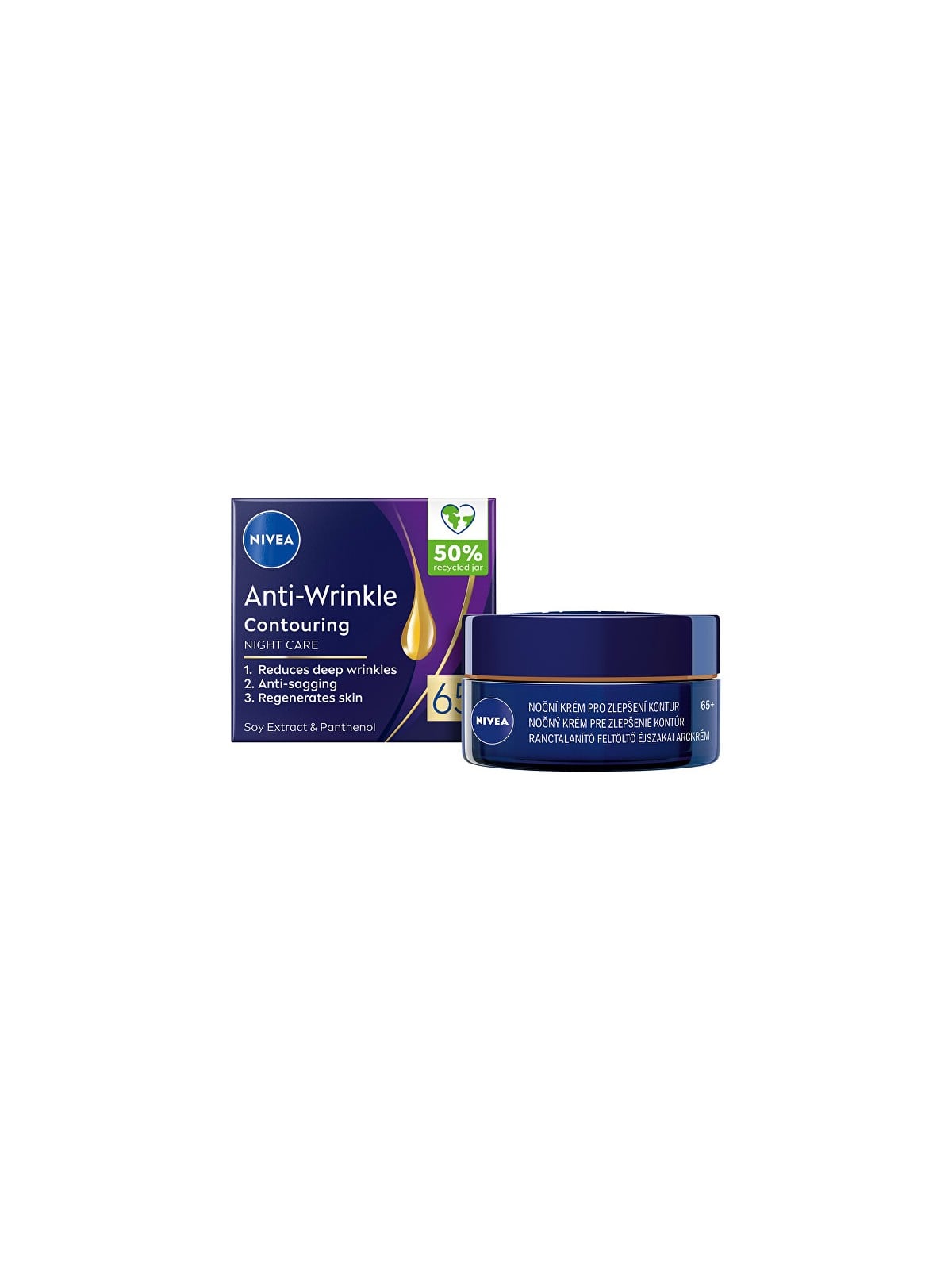 Nivea Crema notte per ridefinire i contorni del viso 65+ Trattamento notte antirughe e ridefinitore dei contorni 50 ml donna