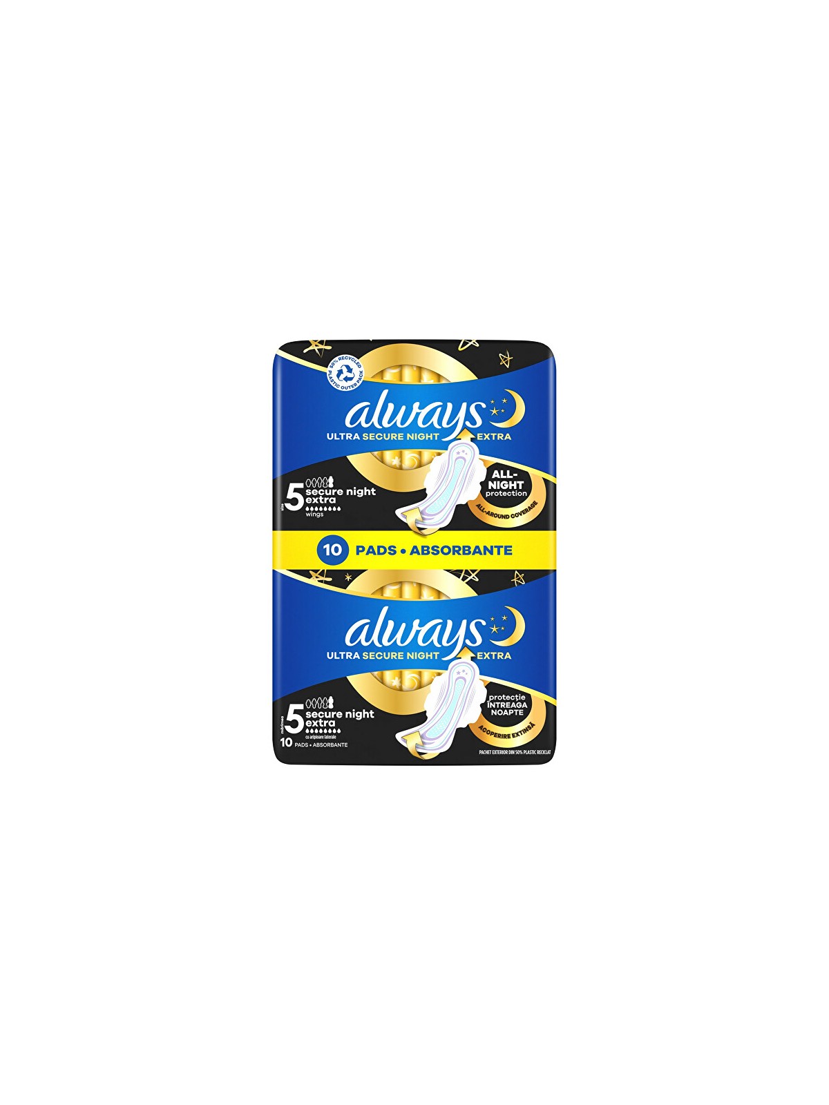 Always Assorbenti igienici notturni Ultra Secure Night Extra Protection S5, confezione da 10 pezzi donna