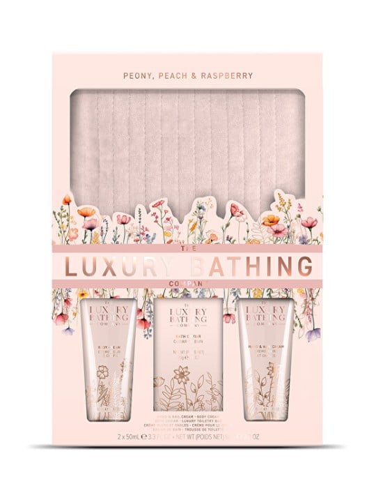 The Luxury Bathing Company Set regalo per la cura del corpo con pochette cosmetica Peonia, Pesca e Lampone 4 pezzi donna