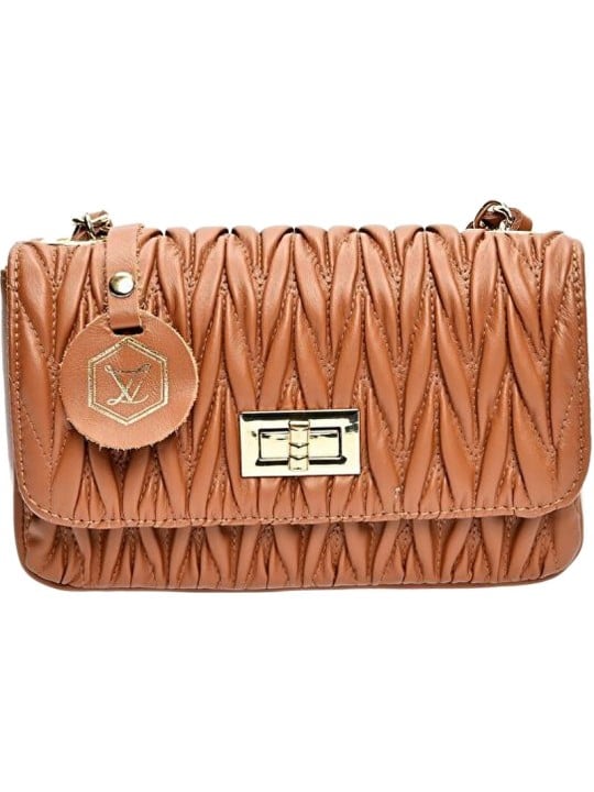 Luisa Vannini Borsa a tracolla da donna in pelle LV 2214 color cognac donna
