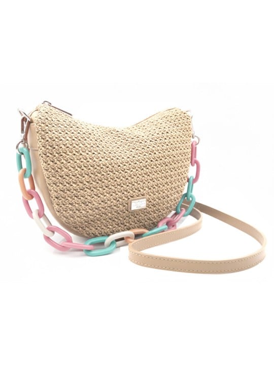 Caramelo Borsa da donna in pelle Banana Bag 82330 color cammello donna