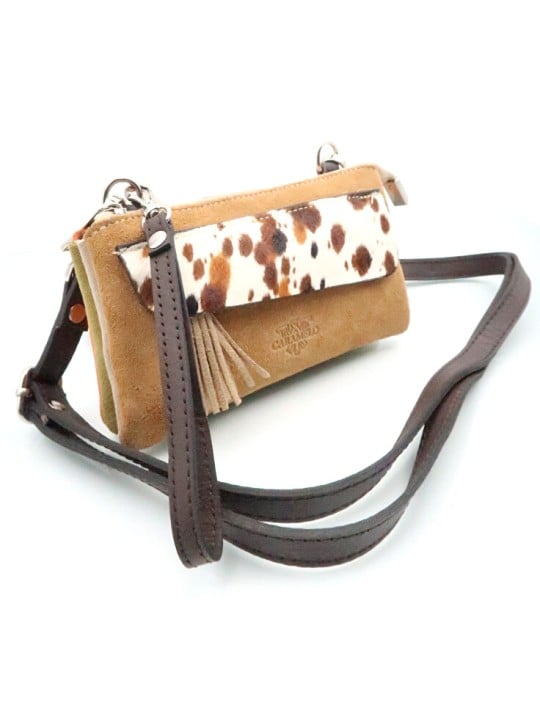 Caramelo Borsa a tracolla da donna in pelle 51199 color cammello donna