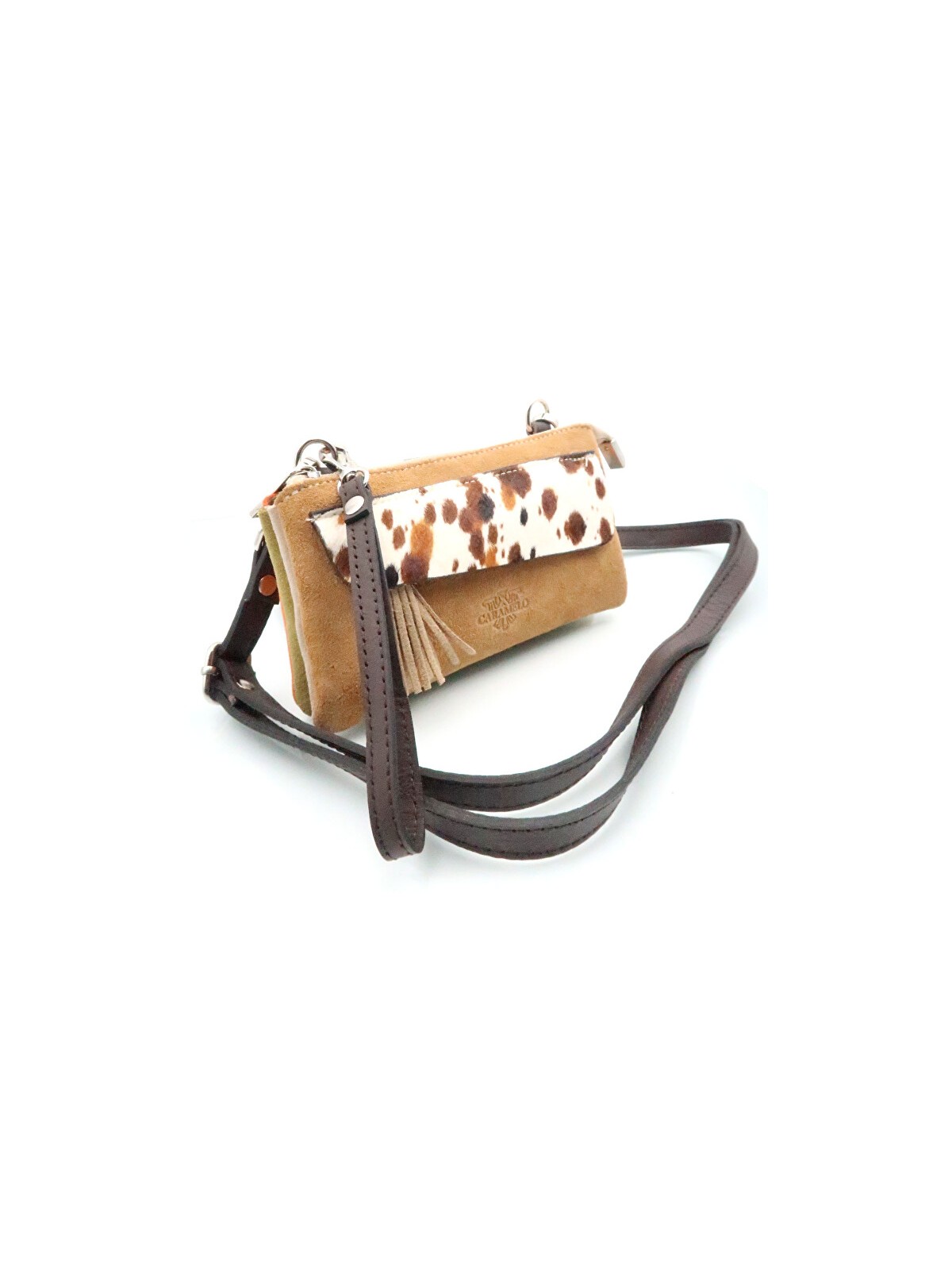 Caramelo Borsa a tracolla da donna in pelle 51199 color cammello donna
