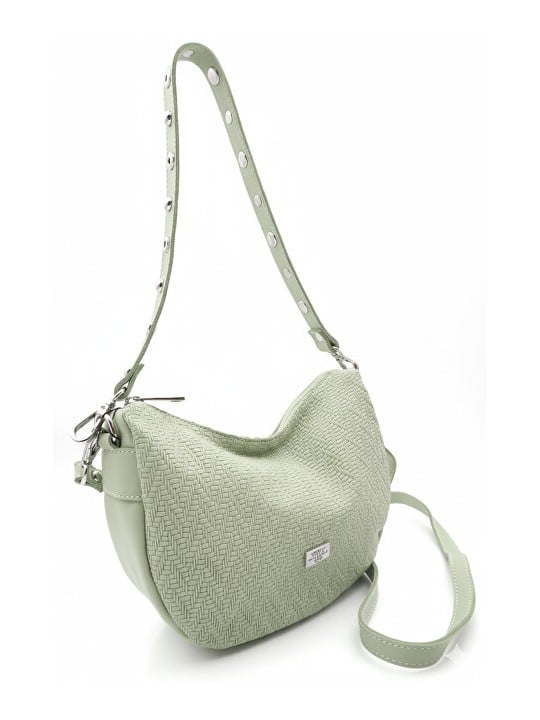 Caramelo Borsa da donna in pelle Banana Bag 82343 Verde donna