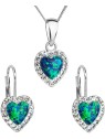 Evolution Group Set di gioielli a forma di cuore con cristalli Preciosa 39161.1 e opale verde orecchini, catena, pendente donna