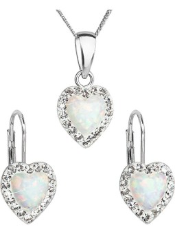 Evolution Group Set di gioielli a forma di cuore con cristalli Preciosa 39161.1 e opale bianco orecchini, catena, pendente donna
