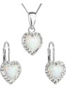 Evolution Group Set di gioielli a forma di cuore con cristalli Preciosa 39161.1 e opale bianco orecchini, catena, pendente donna