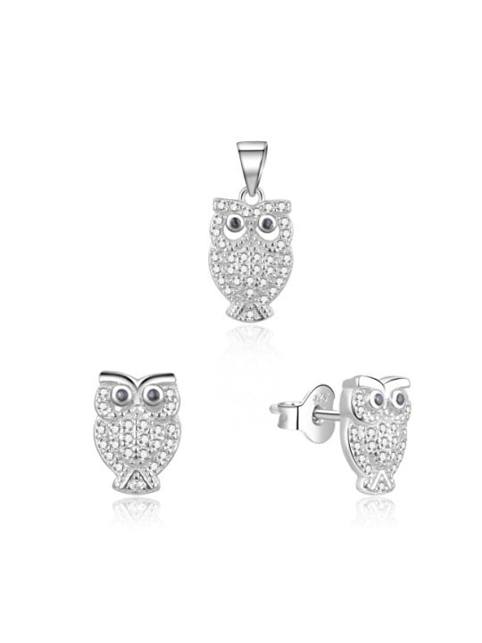 MOISS Set di gioielli giocoso con gufo in argento S0000261 ciondolo, orecchini donna