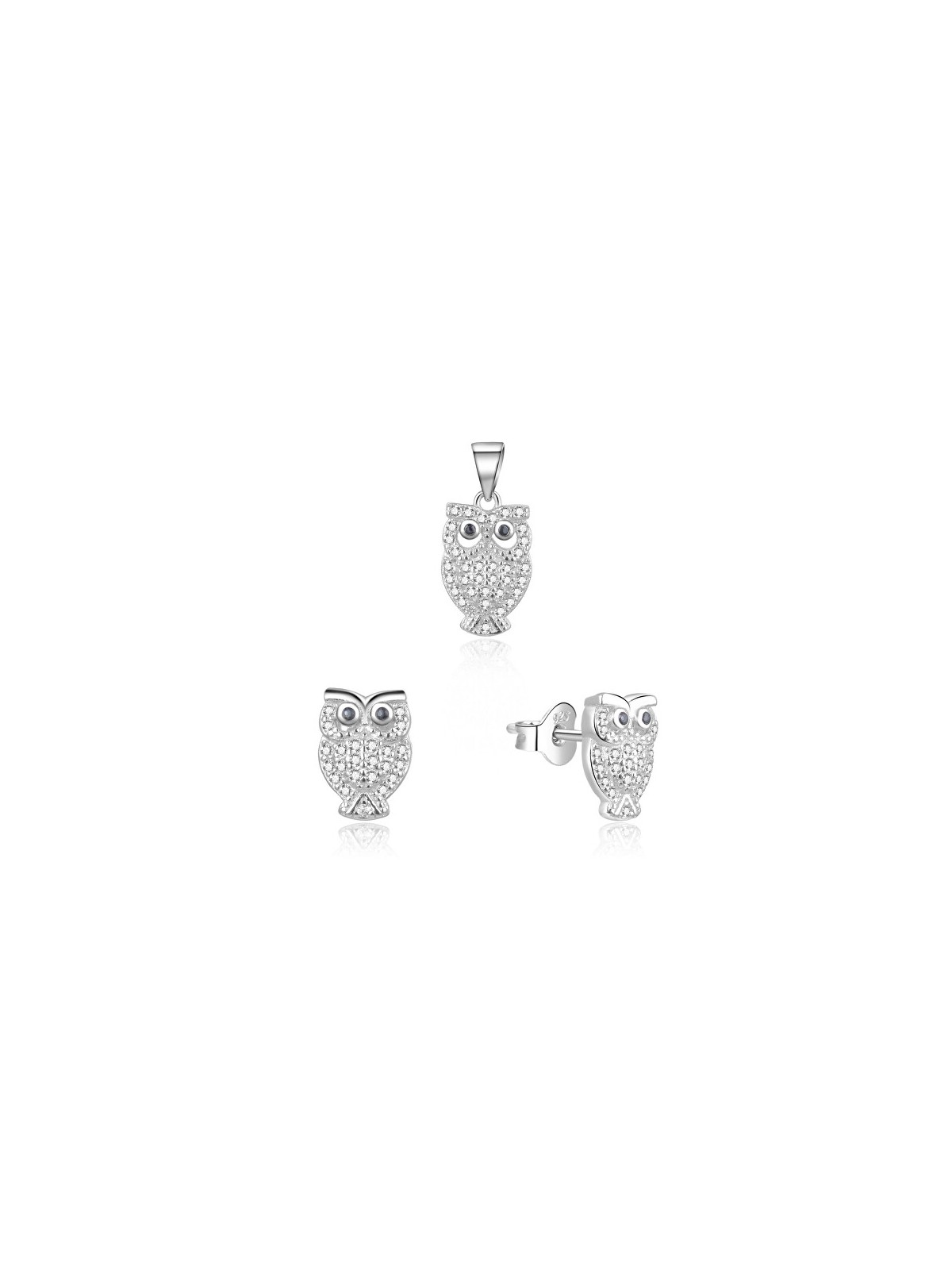 MOISS Set di gioielli giocoso con gufo in argento S0000261 ciondolo, orecchini donna