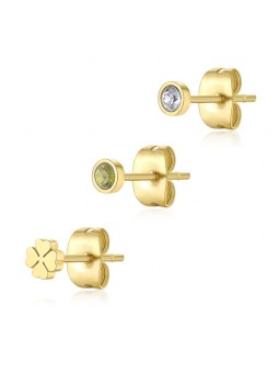 S'Agapõ Set di tre orecchini Lucky CLICK SCK168 placcati in oro donna