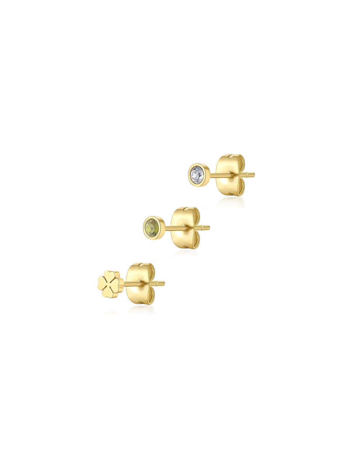 S'Agapõ Set di tre orecchini Lucky CLICK SCK168 placcati in oro donna