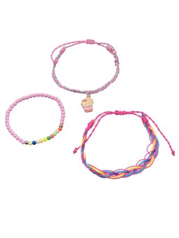 Troli Set di braccialetti rosa a forma di cupcake per bambine 3 pezzi bambino