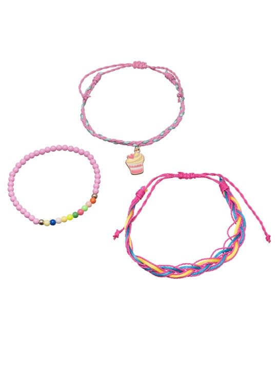 Troli Set di braccialetti rosa a forma di cupcake per bambine 3 pezzi bambino