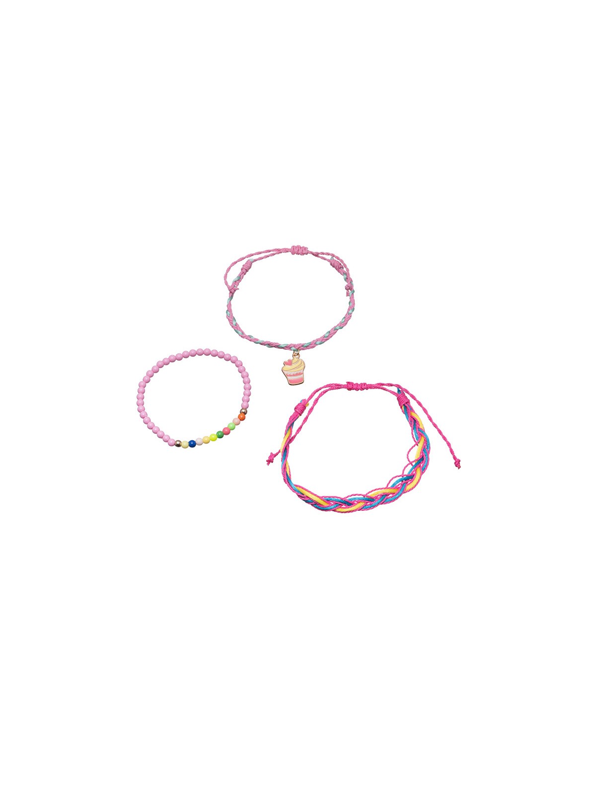 Troli Set di braccialetti rosa a forma di cupcake per bambine 3 pezzi bambino
