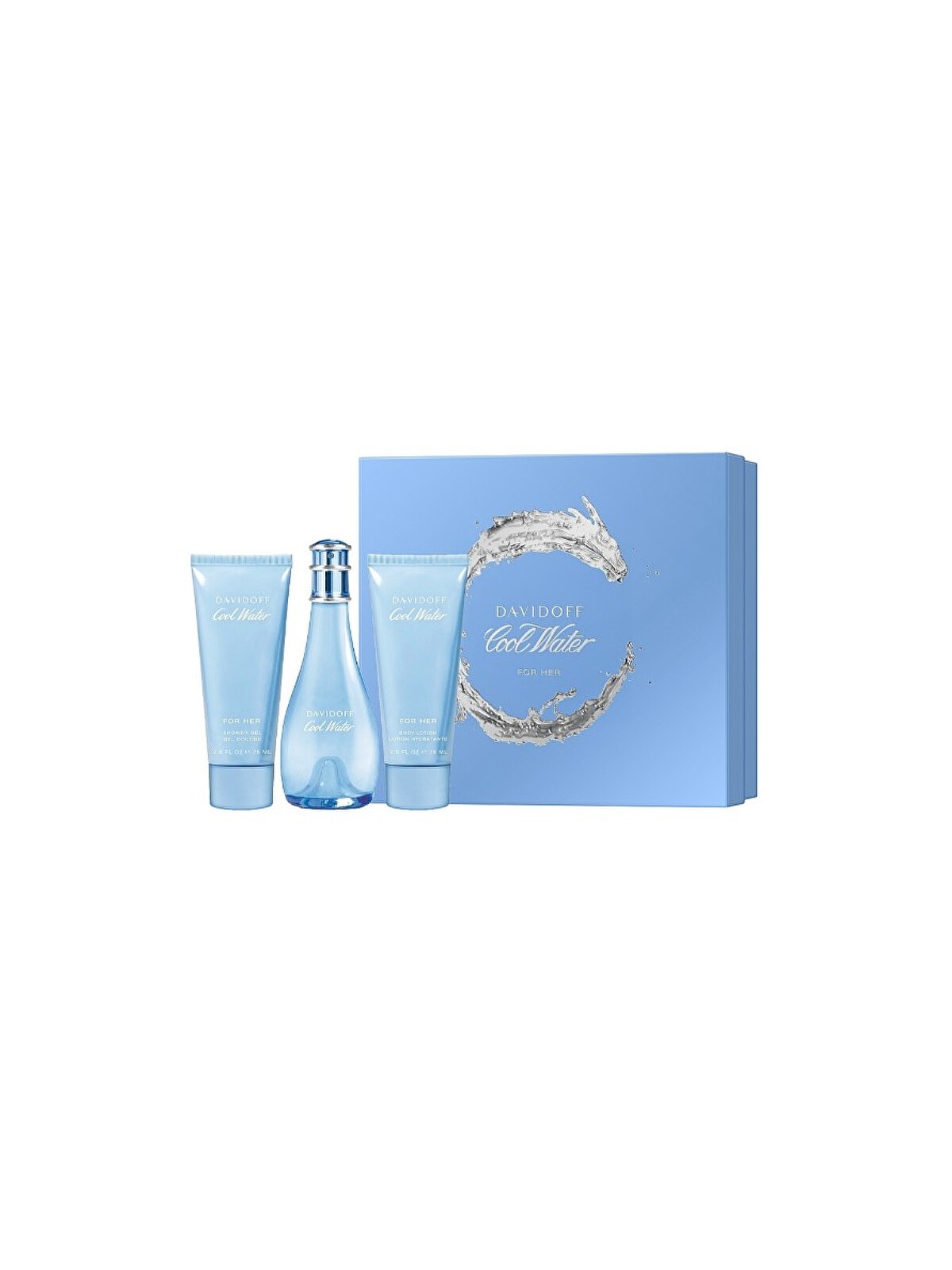 Davidoff Cool Water Woman - eau de toilette 100ml + lozione corpo 75ml + gel doccia 75ml donna