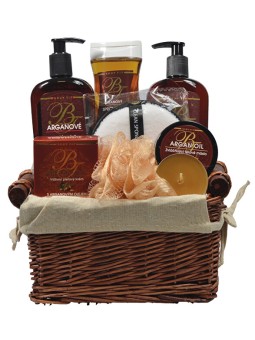 Vivaco Confezione regalo all'olio di argan in un cesto di vimini. donna