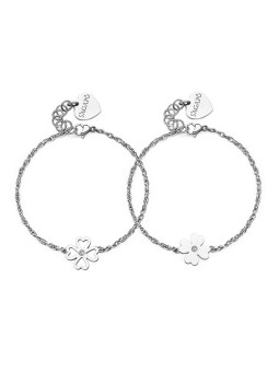 S'Agapõ Set di bracciali in acciaio Quadrifoglio Me + You SEY25 donna