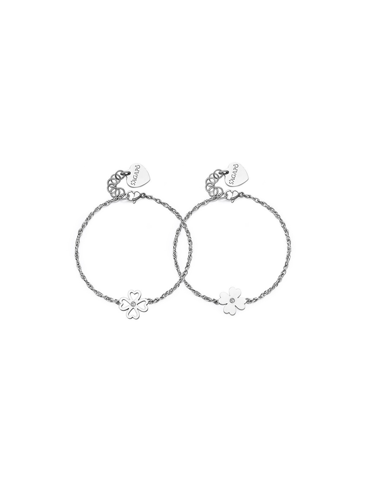 S'Agapõ Set di bracciali in acciaio Quadrifoglio Me + You SEY25 donna