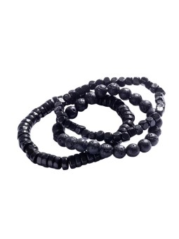 Marc Malone Set di tre braccialetti con perline e pietre minerali MCGB5090 uomo