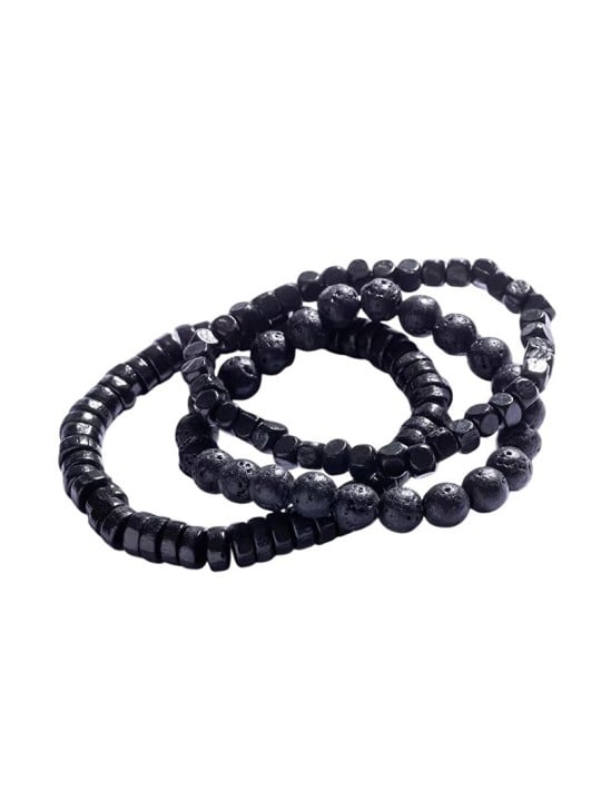 Marc Malone Set di tre braccialetti con perline e pietre minerali MCGB5090 uomo