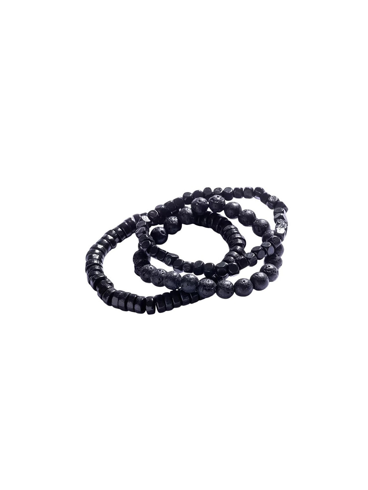Marc Malone Set di tre braccialetti con perline e pietre minerali MCGB5090 uomo