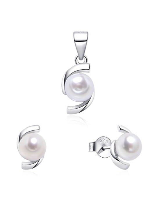 MOISS Set di gioielli in argento con vera perla SP000120 ciondolo, orecchini donna