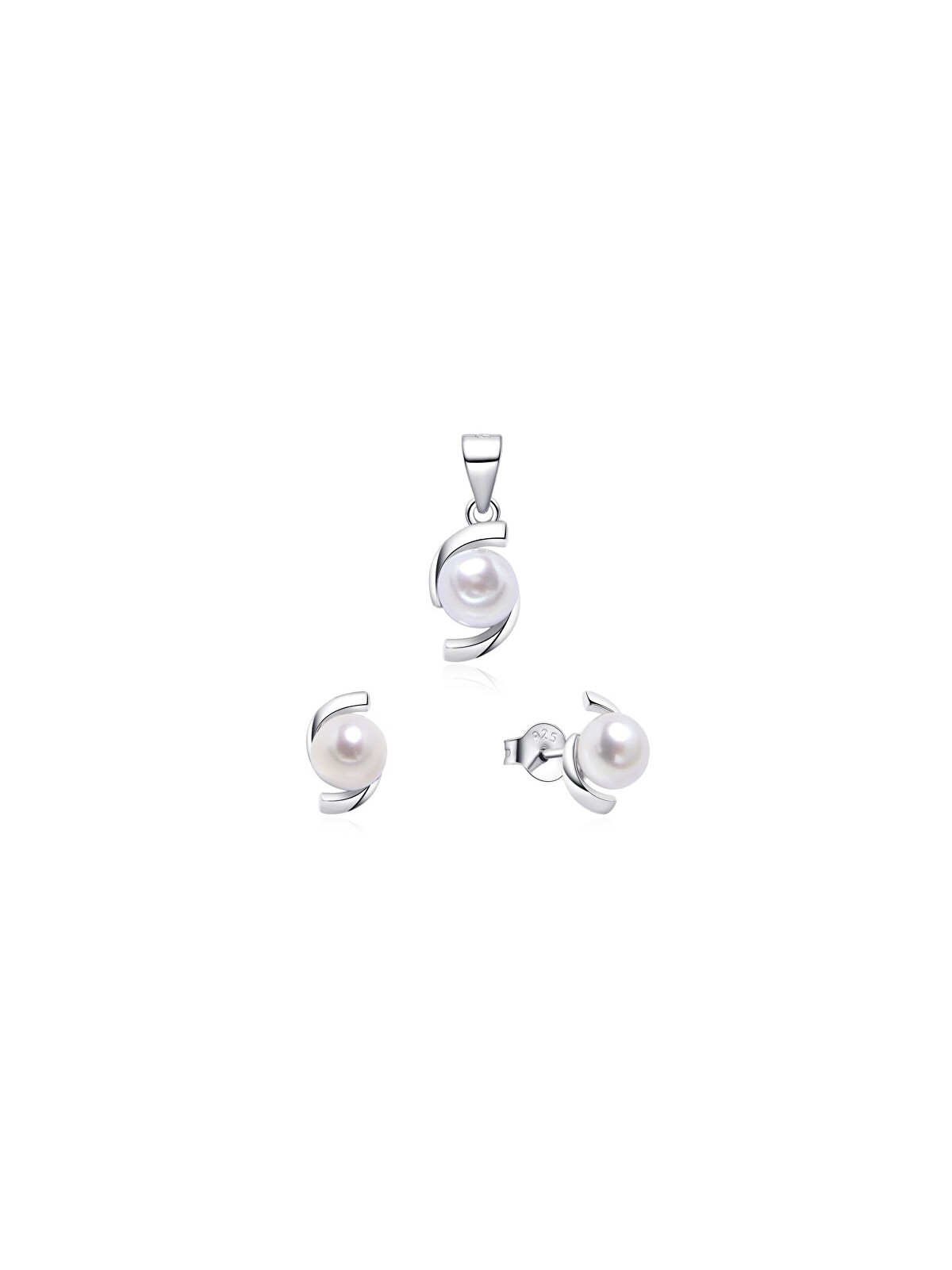 MOISS Set di gioielli in argento con vera perla SP000120 ciondolo, orecchini donna